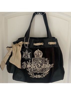 Juicy Couture Black Velvet Bag Y2K